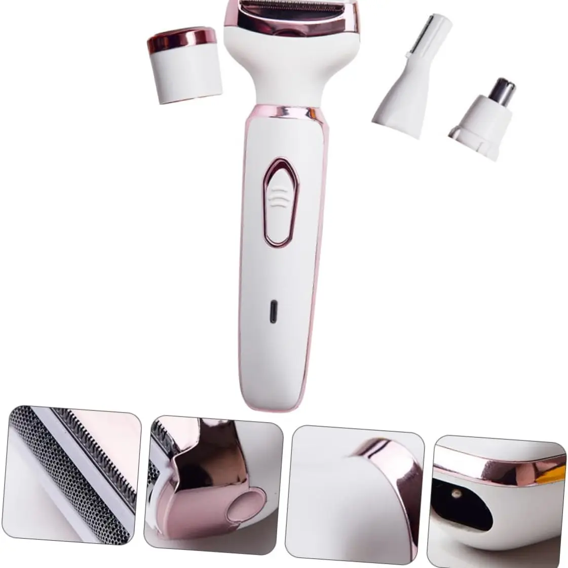 Women's Electric Razor, Bikini Line Trimmer, Four-In-One Eyebrow Knife, Pain-Free Safe Facial & Body Hair Removal, USB Rechargeable, Portable