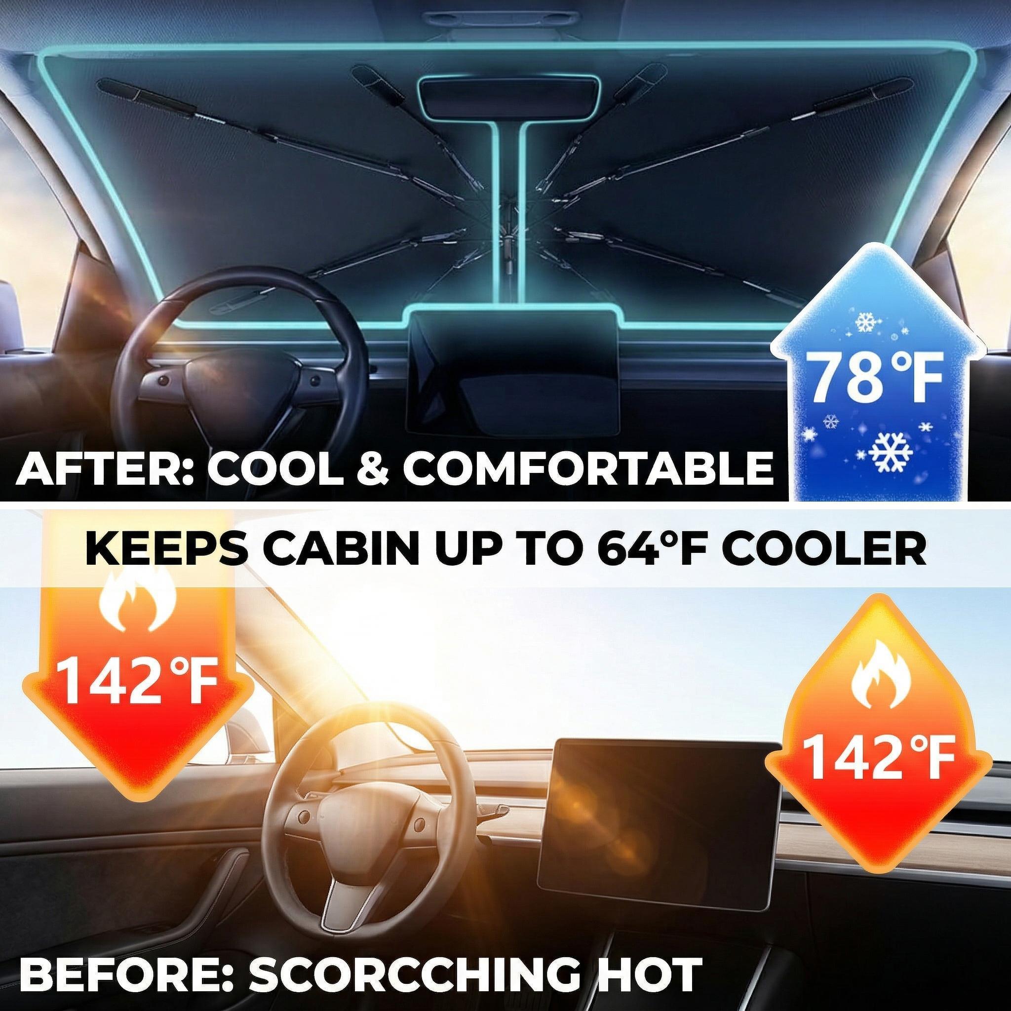 Portable Car Windshield Sunshade,Foldable Windshield Sun Umbrella, Car Windshield Cooling Umbrella, Car Accessories