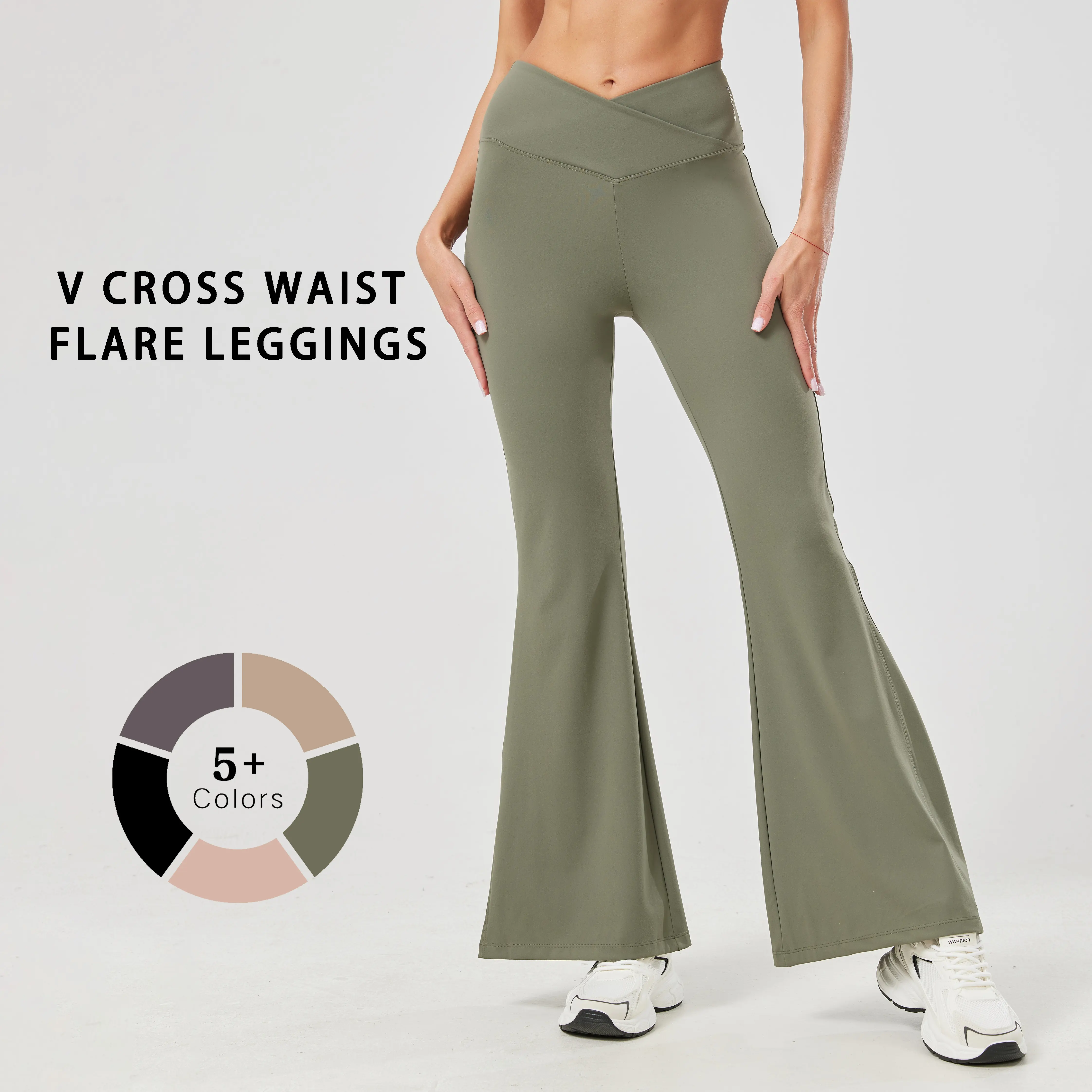 Women's High Waist Mini Flared French Terry Leggings - Sporty Chic, 4-Way Easy Stretch, Tummy Control, Full-Leg Compression, Leg Imperfection Concealing Casual Sports Bottoms for Yoga, Gym, Full-Leg Compression Women's Sports Leggings