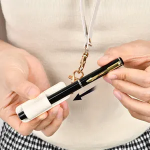 Portable Leather-Like Pencil Case with Metal Clip, 4 Colors Available, Multi-Purpose Pen Protector, Keychain or Neck Strap Organizer