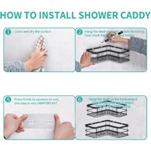 Corner Shower, 4-Pack Shower Shelves with Soap Holder No Drilling, Rustproof Shower Organizer, Black Corner Shower, 4-Pack Shower Shelves with Soap Holder No Drilling, Rustproof Shower Organizer, Black