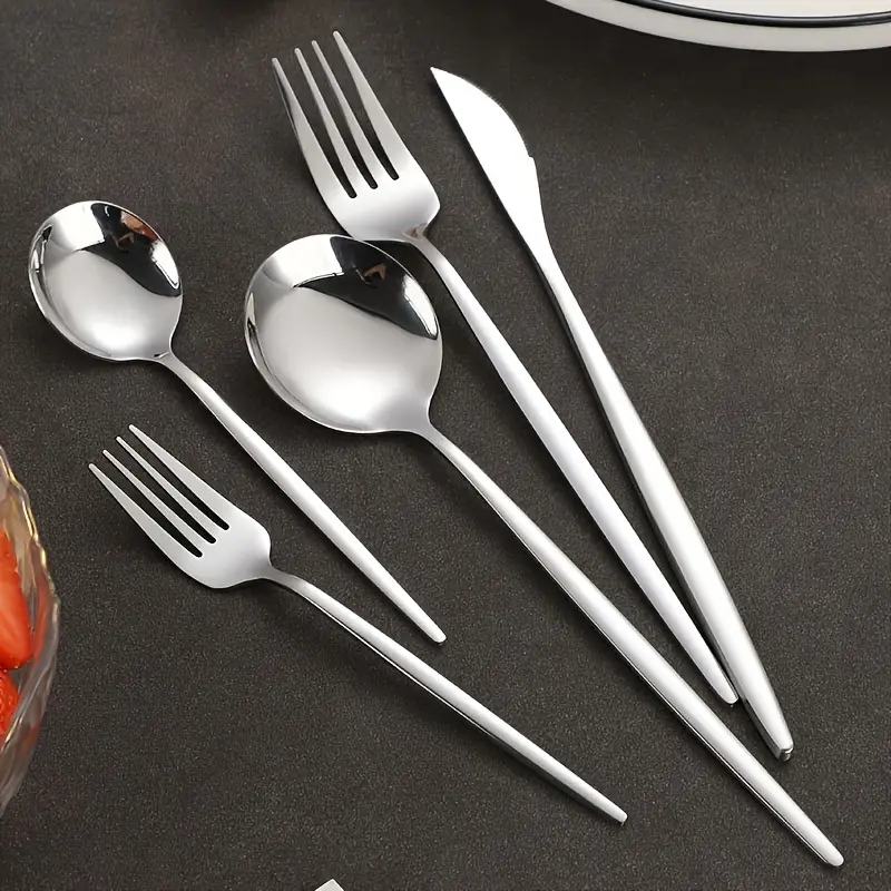 30pcs Silver Stainless Steel Flatware Set, Service for 6, Includes Knife Fork Spoon, Dishwasher Safe Rust-Proof Durable Cutlery Silverware for Home Kitchen Restaurant Party Wedding