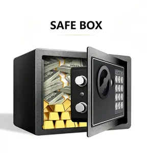 Black Mini Security Safe Box 0.23/0.44 Cubic Feet Digital Password Lock Safe with Keys Keypad for Home Office Hotel Jewelry Coin