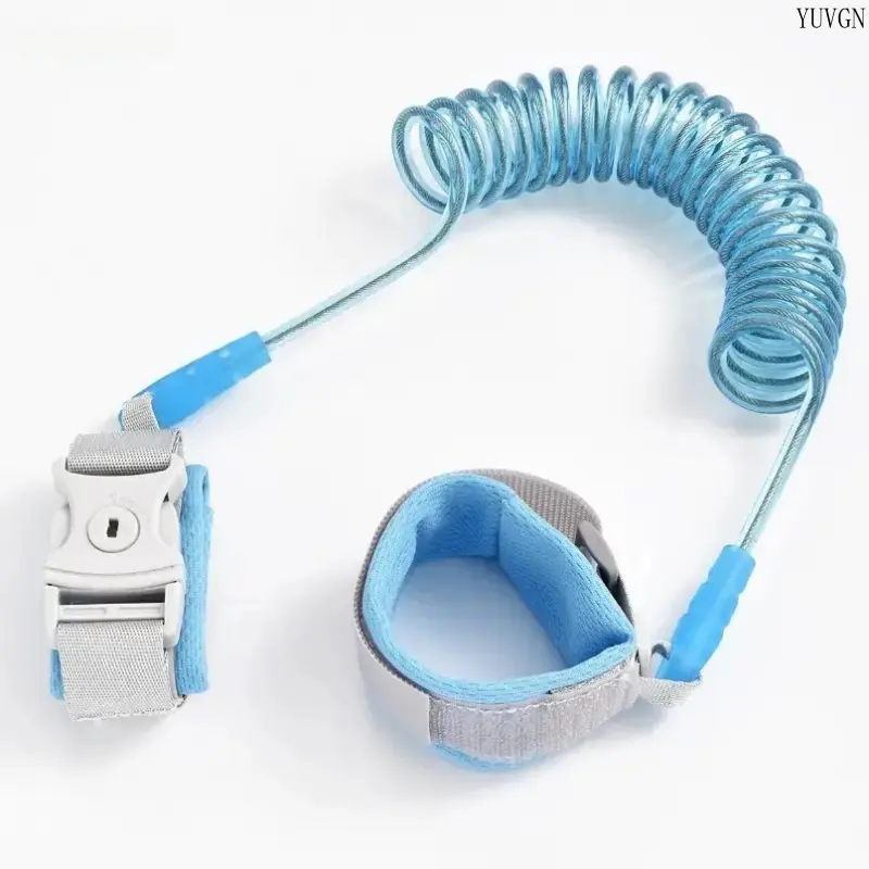 2m Lockable Spring Wrist Leash - Anti-Lost Safety Strap with Rotating Lock Head, Key Clip, Travel-Friendly for Outdoor Sports Use