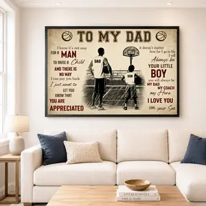 Personalized Basketball Dad Wall Art, "To My Dad, I Love You" Poster, Perfect Father's Day and Birthday Gift, Decorative Wall Painting
