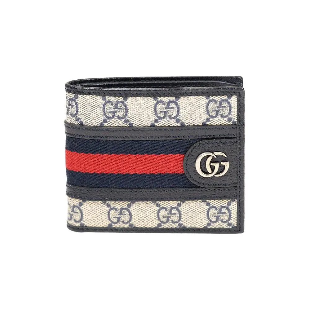 Gucci Ophidia Canvas and Leather Cardholder Wallet for Men in Blue and Beige