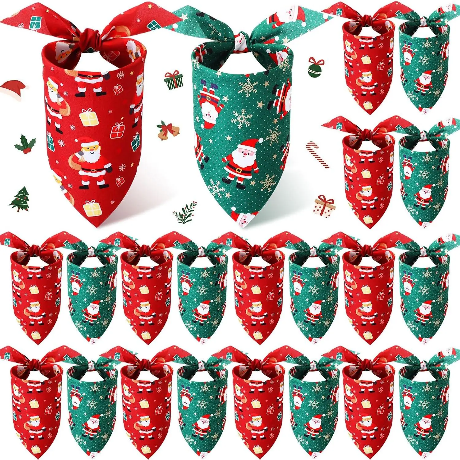 20 count Christmas  Bandanas Bulk Buffalo  Bandanas for Dogs Xmas Kerchief Set Bibs Triangle  Scarf for Small Medium Large  Decoration(Elegant Color, Snowman )