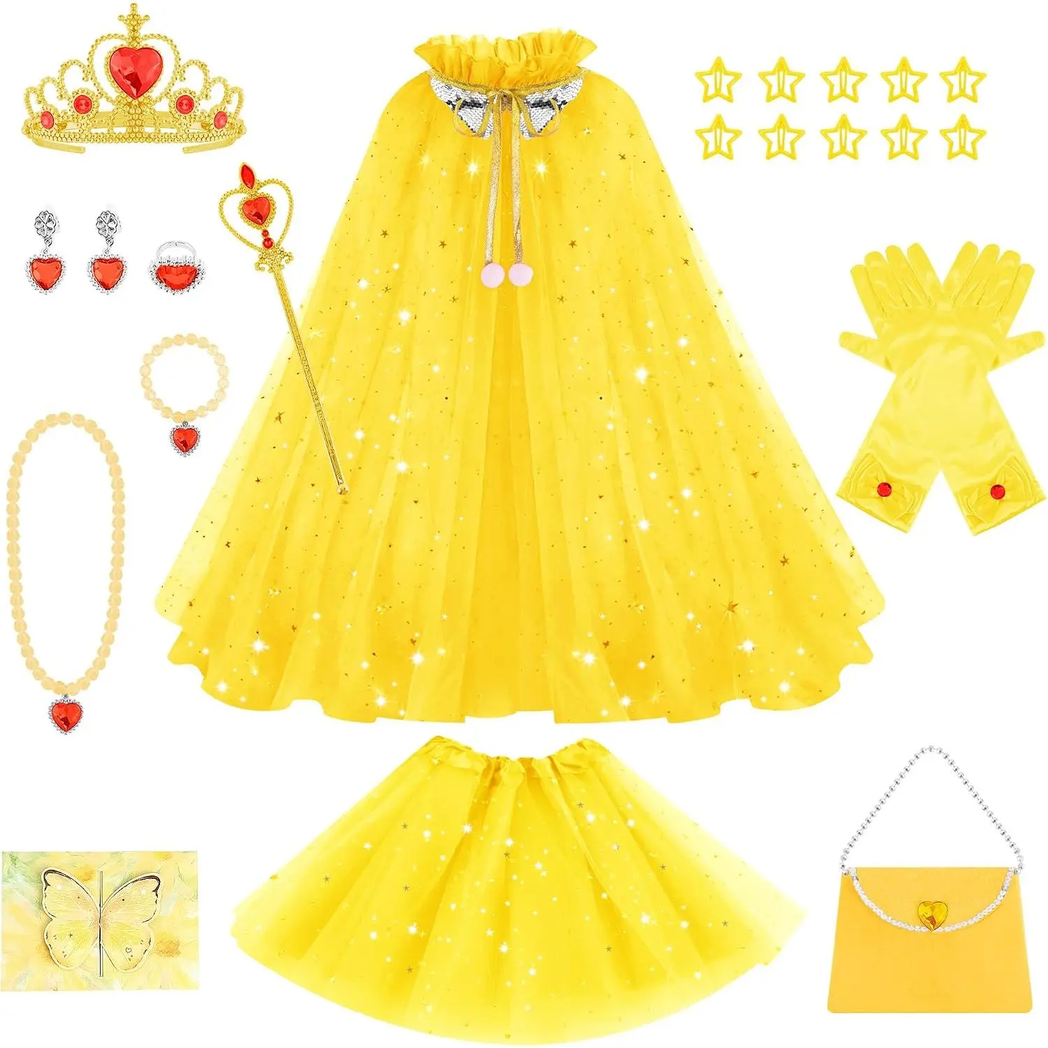 12 Pcs Girls Princess Dress Up Costume Set |   Pretend Play Princess Outfits, Perfect Birthday Gift Toy For Little Girls