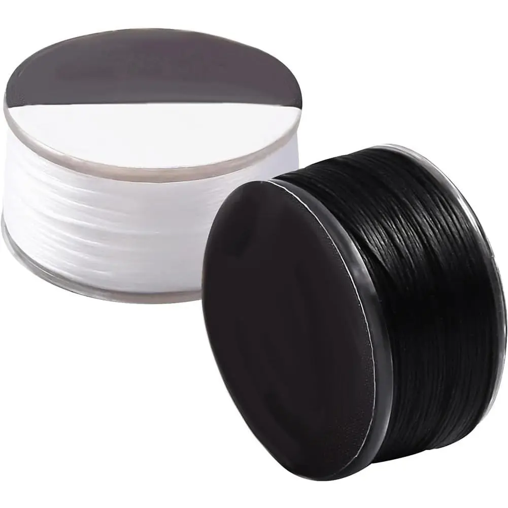 0.1mm Nylon Seed Bead Thread 100 Yards Black White Bracelet Cord Beading Thread Invisible Sewing String Nylon Braided String for Leather Stitching Beading  Bracelets Making