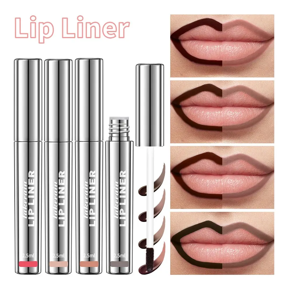 4 Colors Matte Waterproof Tinted Lip Liner, Peel-Off Lip Tint, Long-Lasting Wear, Smudge-Proof & Transfer-Proof, Nourishes and Moisturizes Lips, Korean Beauty, Suitable for Lazy Girls and Beginners