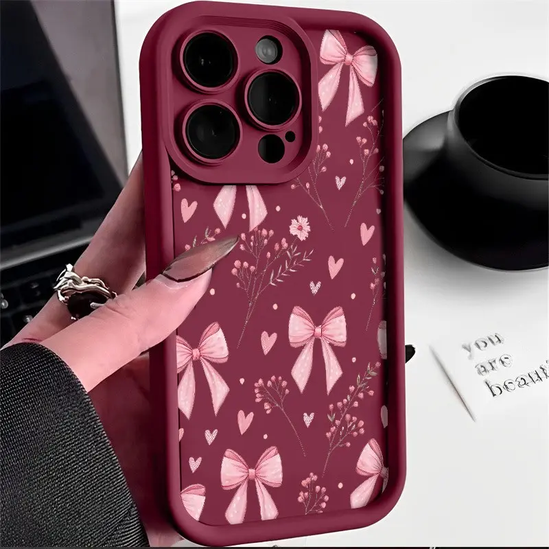 Bows Silicone Soft TPU Phone Case - Drop-Proof, Waterproof, Slim, Durable Phone Accessory with Camera Lens Protection, Fits iOS Devices Including iPhone 17 Pro Max,16,16e,15,14 Plus,13,12 Mini,11,Air,X,XS, Non-Customized Cover