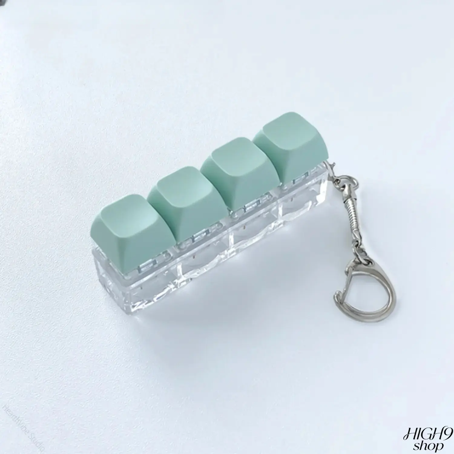 4-In-1 Portable Keyboard Clicker Keychain Fidget Toy (Blue), Makes Sound Upon Pressing, Compact Anxiety & Stress Relief Fidget Gadget, Thoughtful Mini Gift for Adults