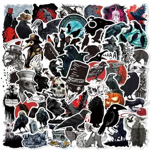 50Pcs Dark Crow Doodle Stickers Phone Laptop Luggage Skateboard Stationery DIY Graffiti Decals Cartoon Fun Sticker