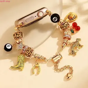 Bohemian Vintage Watch Band With Decorative Charm Pendants, Universal Sizes 38mm To 49mm Cross-Generation Smart Watch Strap For Daily Casual, Travel And Party Occasions