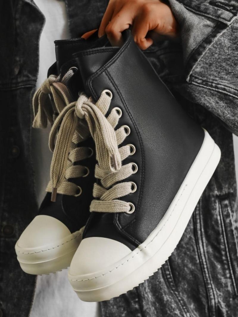 Fashion High Top Leather Men's Outdoor Casual Shoes, Recommend Sizing Up for Comfort, Lightweight and Breathable for Daily Wear