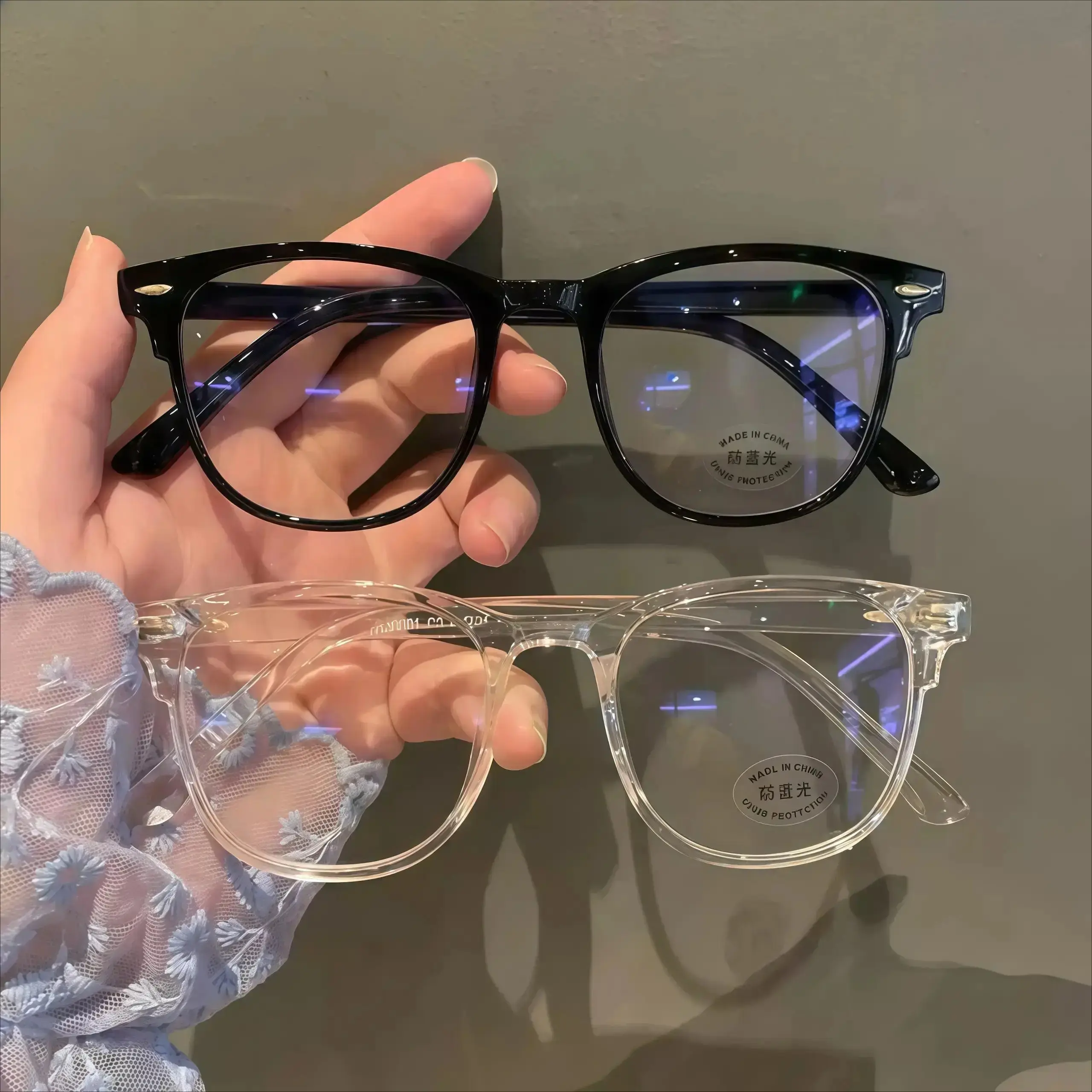 Photochromic Eyeglasses 2-Pack, Unisex Blue Light Blocking Comfort Frames from Durable Materials to Protect Against UV Glare & Reduce Eye Strain for Computer Work & Reading, Gaming, Women, (2-Piece Set) Black And Transparent, Anti Eyestrain