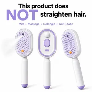 Not straightened Electric Spray Air Cushion Massage Comb, Self-Cleaning Anti-Tangle Hair Brush, Anti-Static Volumizing Scalp Massage Brush for Dry Frizzy Hair Care, No Essential Oil Included