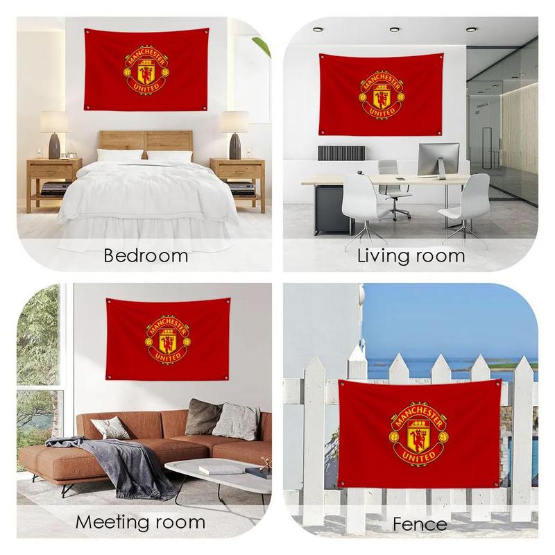 Famous Team M-Manchester U-United Flags European Minimalist Banner - High-Density Premium Knit Fabric | Fade-Resistant Vivid Colors | Lightweight & Durable Polyester Flag for Home Garden, Shop, & Events | Easy to Hang