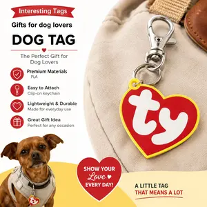 Dog Tag for Ty Beanie Baby Keychain, Durable Pet Identification Tag, Personalized Heart Tag, Easy-To-Use Accessory for Pets, Perfect Gift for Animal Lovers