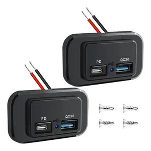 Nilight Car Dual USB Charger - Waterproof PD Type-C, QC 3.0 Fast Charging Socket for Smartphones, Android Electronic Devices