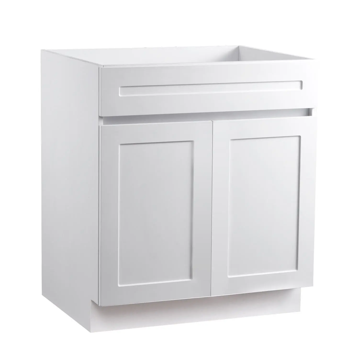 White Shaker Base Cabinet, 30-Inch Unassembled Sink Base Cabinet, 30" Wx 24" Dx 34.5" H Ready to Assemble Cabinet with Soft-Close Doors and Adjustable Shelf, for Home Office