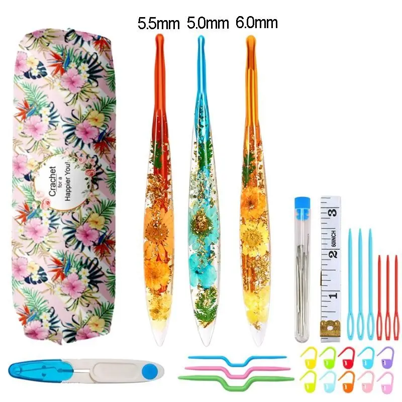 Ergonomic Crochet Kit with Non-Slip Handle and Color-Coded Needles, Perfect for Amigurumi, Blankets, Hats, Scarves, Beginner and Expert Craft Supplies