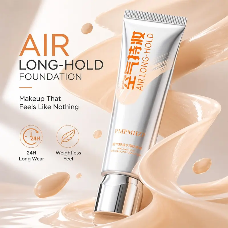 Long-Lasting Foundation Liquid, Non-Shedding, Skin-Nourishing, Suitable for Combination, Dry, Oily Skin, Natural Concealment, Flawless Skin Finish, Authentic Product