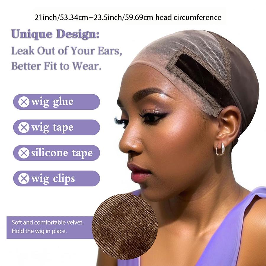 Wig Grip Cap for Synthetic Hair Extension Wig Tape, Hair Extensions Tape, Adjustable Wig Caps Holds Glueless Wigs Securely in Place, Wig Glue Alternative, Reusable HD Lace Cap with Headband for Lace Front Wigs, Wig Glueless Non Slip Keep Wig In Place Ear
