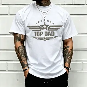 Top Dad T-Shirt, Cool Pilot Style Dad Graphic Tee, Bold Slogan Father's Day T-Shirt, Comfortable Streetwear Top for Men