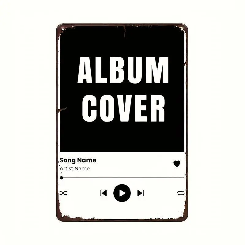 2D Custom Song Metal Decorative Poster - Music Wall Art, Album Cover Printing, Music App Poster, Choose Any Song, Album Cover, Decorative, Exquisite Modern, Simple Custom, Personalized And Unique, Ideal Gift for Him Or Her, Boyfriend, Girlfriend
