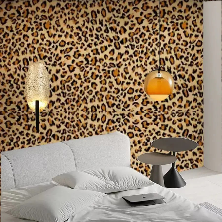 Leopard Print Decorative Wallpaper Roll, Self-Adhesive Easy Apply Removable Waterproof Stain-Resistant, Ideal for Living Room Kitchen Bedroom Dorm, Modern Interior Design Decor