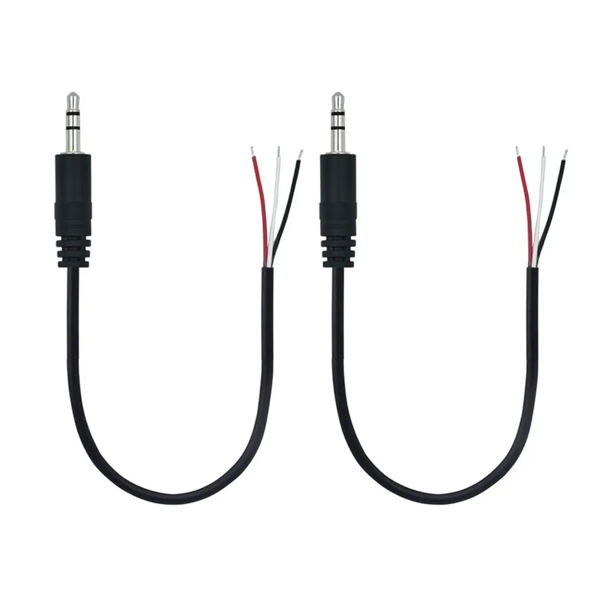 3.5mm Male Plug Jack Connector Replacement Repair, 3.5mm 1/8" 3 Pole to Bare Wire Audio Cable New model