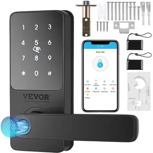 VEVOR Smart Lock, 5-in-1 Smart Door Knob, Fingerprint Deadbolt with App Control, Bluetooth Smart Lock, Keyless Entry Door Lock with Handle, Biometric Door Lock, Keypad Digital Door Lock for Front Doo