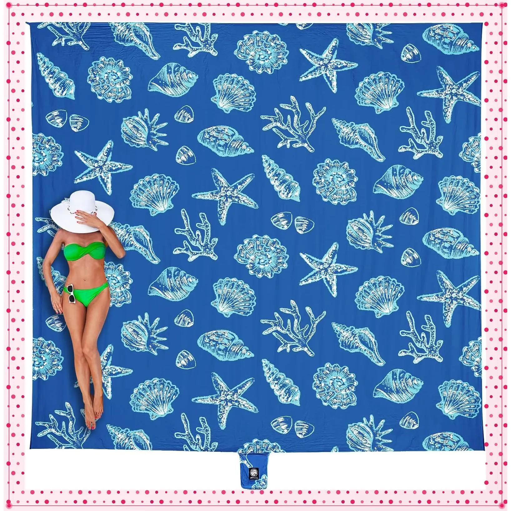 Beach Blanket Waterproof Sandproof Oversized Extra Large Sand Free Beach Mat Lightweight Compact with 5 Stakes & 4 Corner PocketsGift