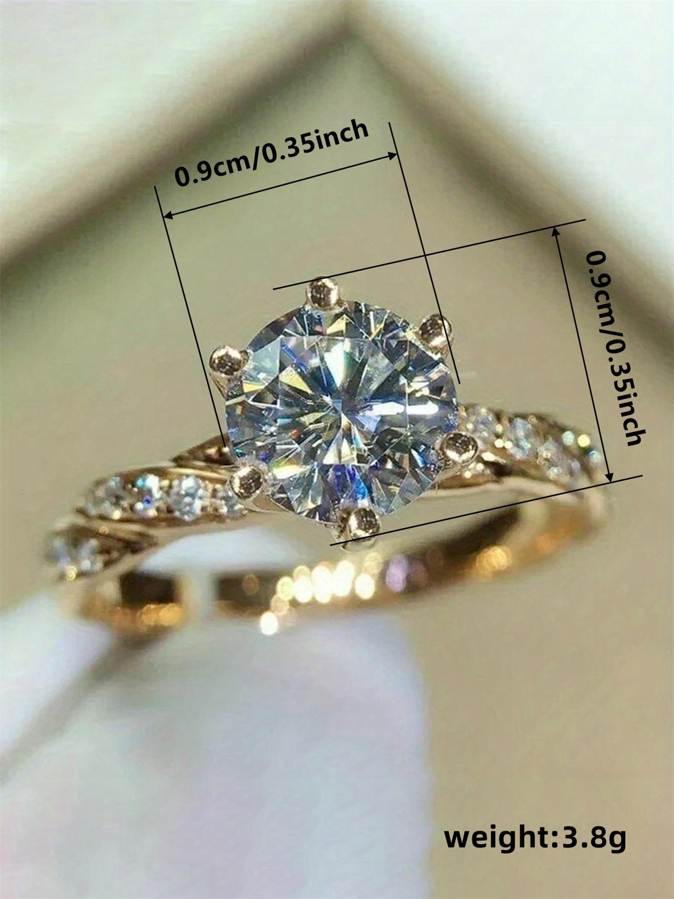 Classic Fashion Artificial Zircon Ring, Elegant Rhinestone Decorative Ring for Women, Solitaire Engagement Rings, Wedding Engagement Bridal Jewelry Gift