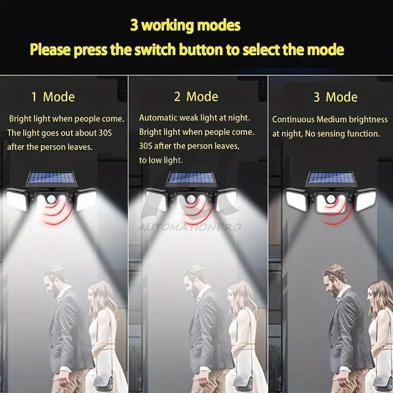 2 Pack Multi Purpose Solar Lights Outdoor Motion Sensor IP65 Waterproof Security Lamp with LED for Wall Fence Pathway Installation Yard Lighting