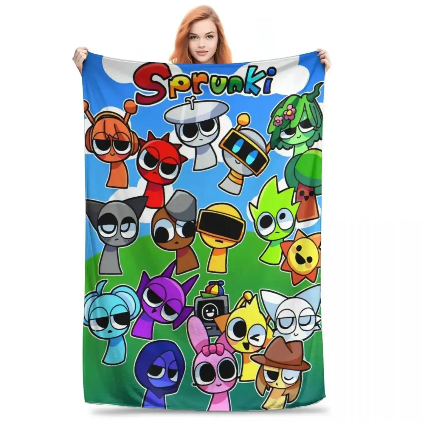 Sprunki Flannel Blanket, Game Character Throw Blanket, Ultra Soft Plush Fleece Blanket, Cozy Couch Bed Blanket, Gaming Room Decor Gift for Fans