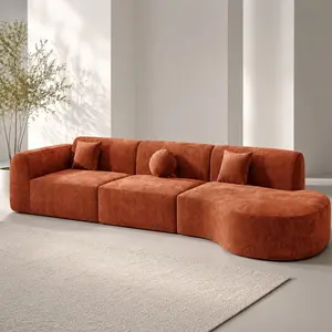 140" Modern Curved 3-Piece Fabric Upholstered Sectional Sofa, High-Density Fully Compressed Sponge, Right-Hand Facing Chaise Lounge, Fully Assembled, Living Room Home Decor