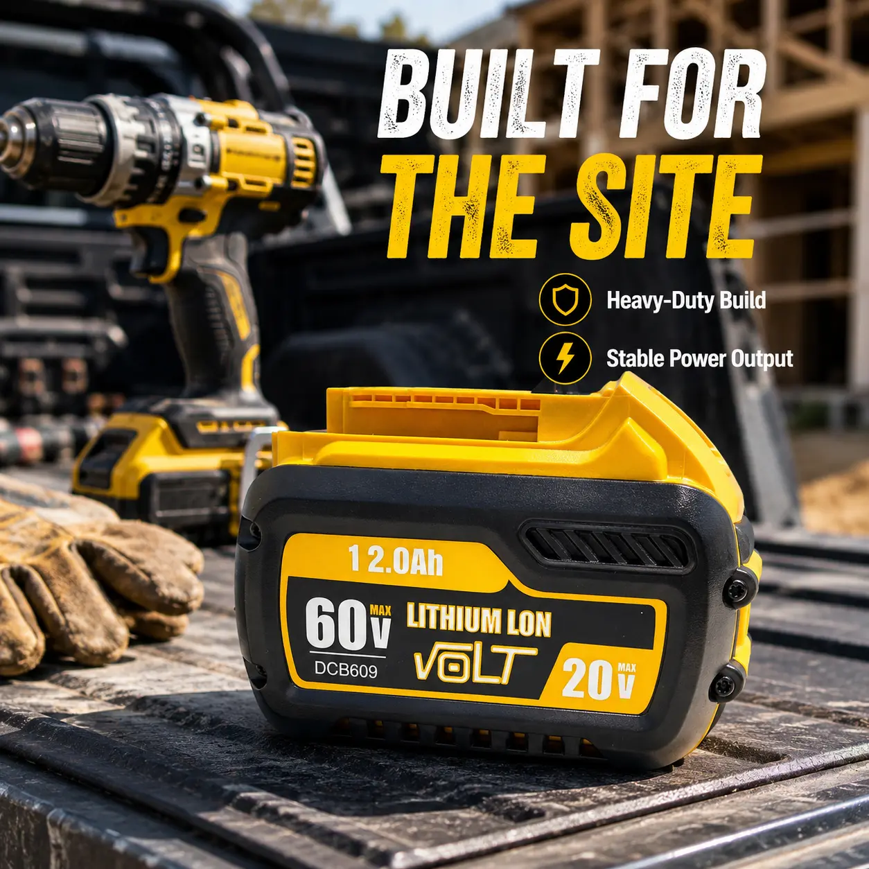 DCB609 20V/60V MAX 12Ah Lithium-Ion Replacement Battery, High Capacity 12000mAh Battery Compatible with DEWALT FLEXVOLT DCB606 DCB609 DCB612, Long Runtime Power Tool Battery with LED Indicator for Cordless Tools