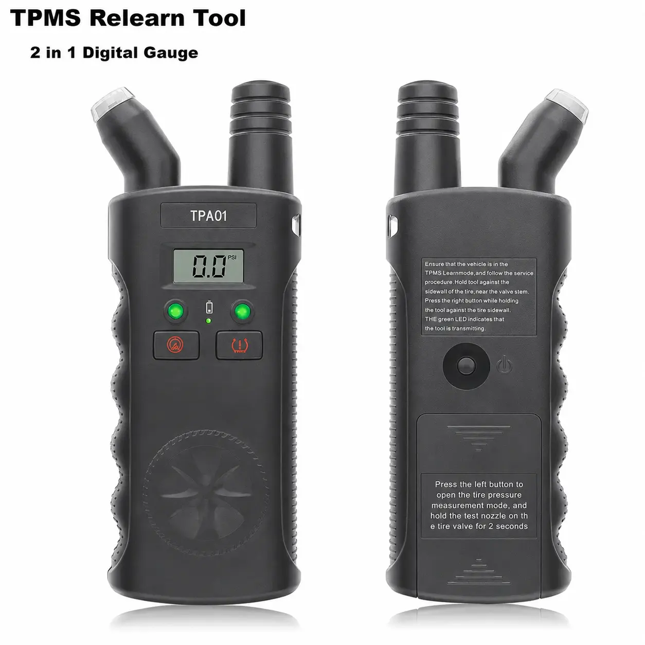 TPMS Sensor Programming Reset Tool with Built-in Tire Pressure Gauge for GM Compatible Vehicles