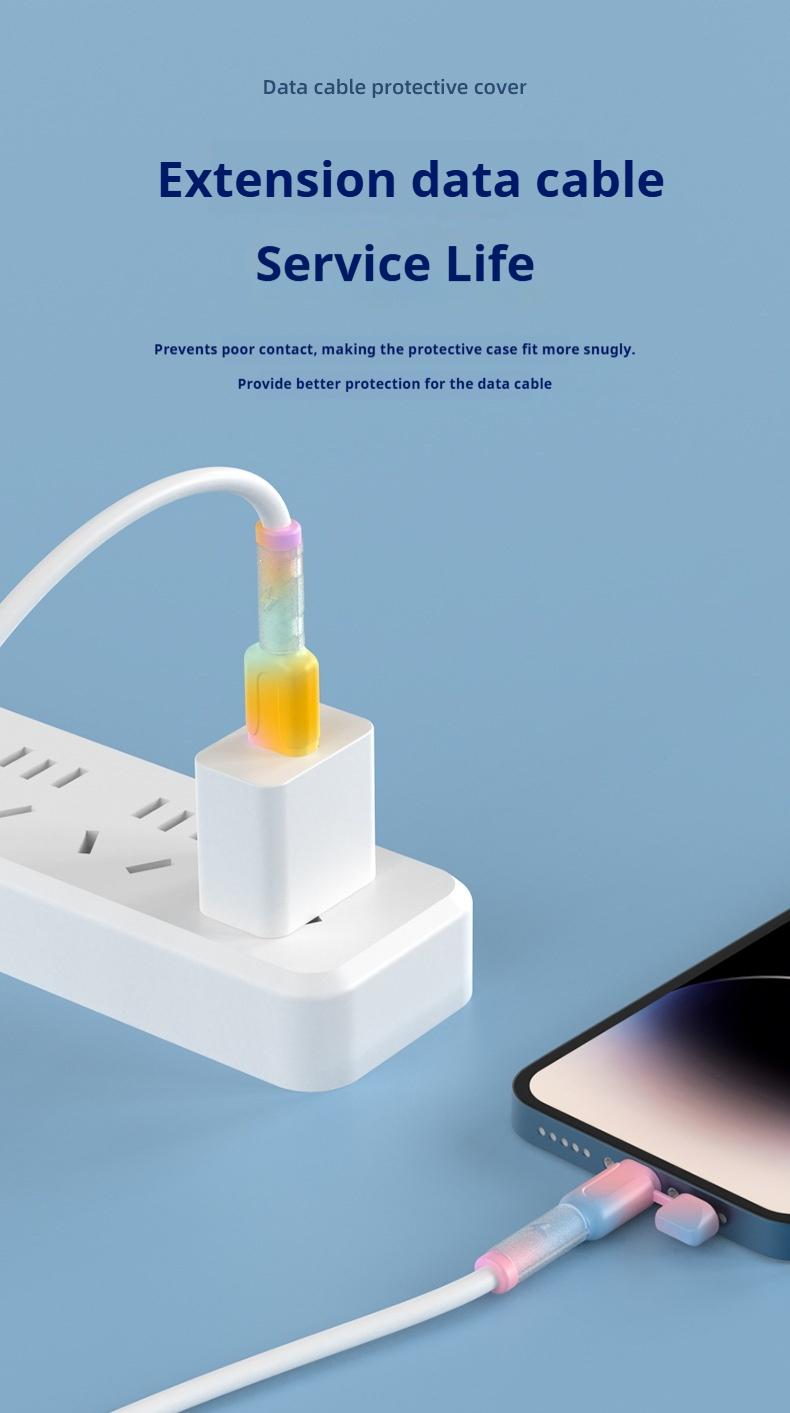 Data cable protective cover, charging cable protective cover, anti-break connector protective cover, suitable for IOS and Android phone charging cables