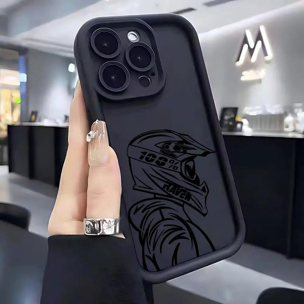 Motorcycle Boy Shockproof TPU Case for iPhone 17 Pro Max 16 16e 15 14 Plus 13 12 Mini 11 Air X XS Straight Edge Drop-Resistant Rugged Durable Cover Shell Gift 2D printing