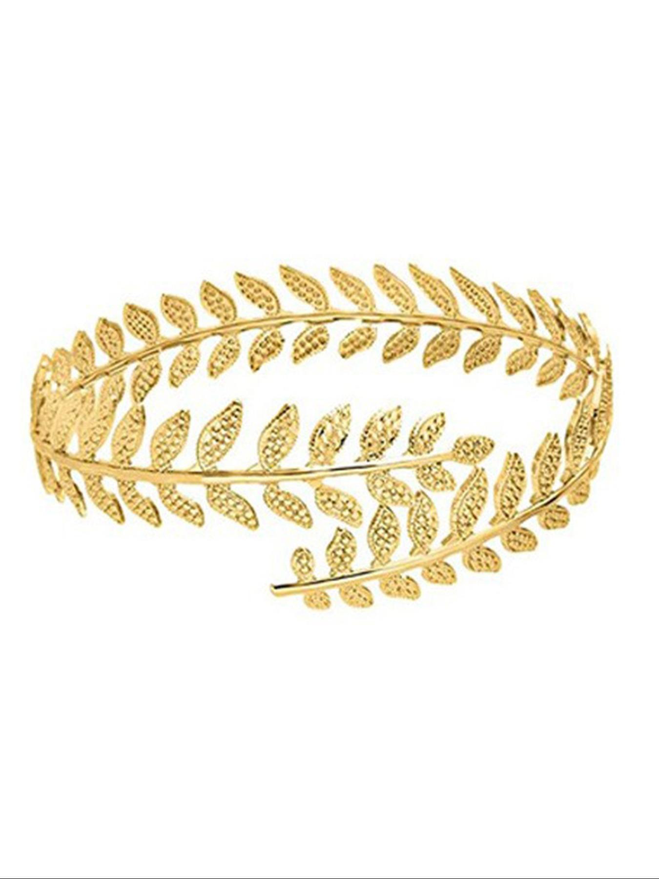 Women's Elegant Feather & Leaf Design Arm Cuff, All-match Vintage Body Jewelry for Women & Girls, Minimalist Bangle, Bangles, Bohemian Bracelets, Stackable Bracelets
