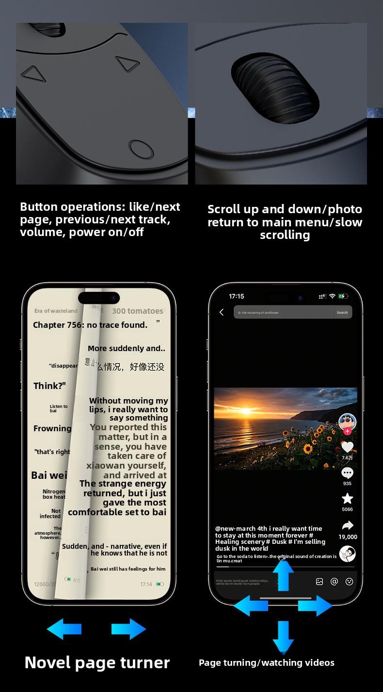 Stand Roller Ring Phone Controller Page Turner Video Remote Photo Lazy Remote Control Bluetooth Control