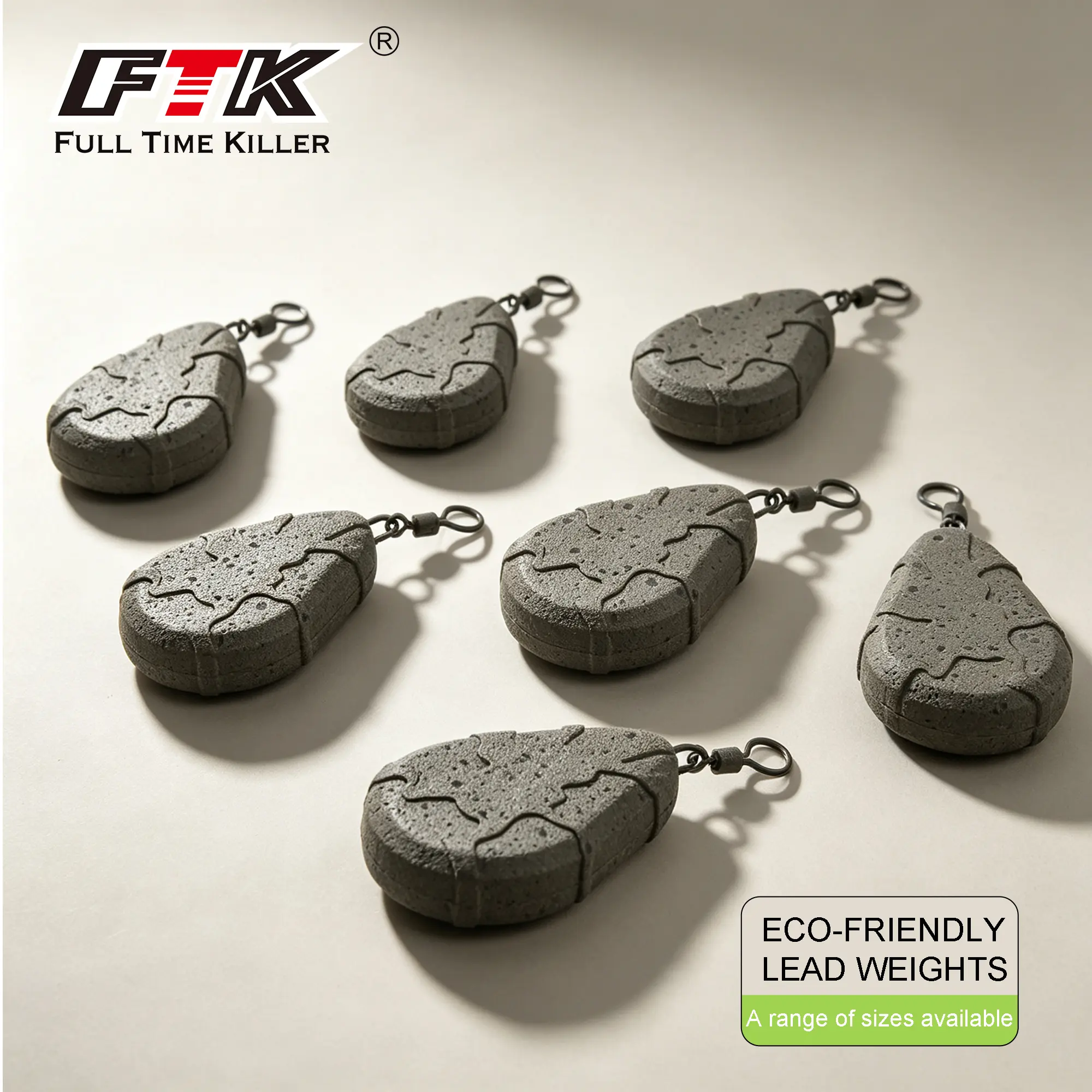FTK European Carp Fishing EU Eco-Friendly Anti-Bottom Fishing Lead Sinkers with Swivels, Carpfishing Teardrop-Shaped Solid Lead Weights, Fishing Equipment