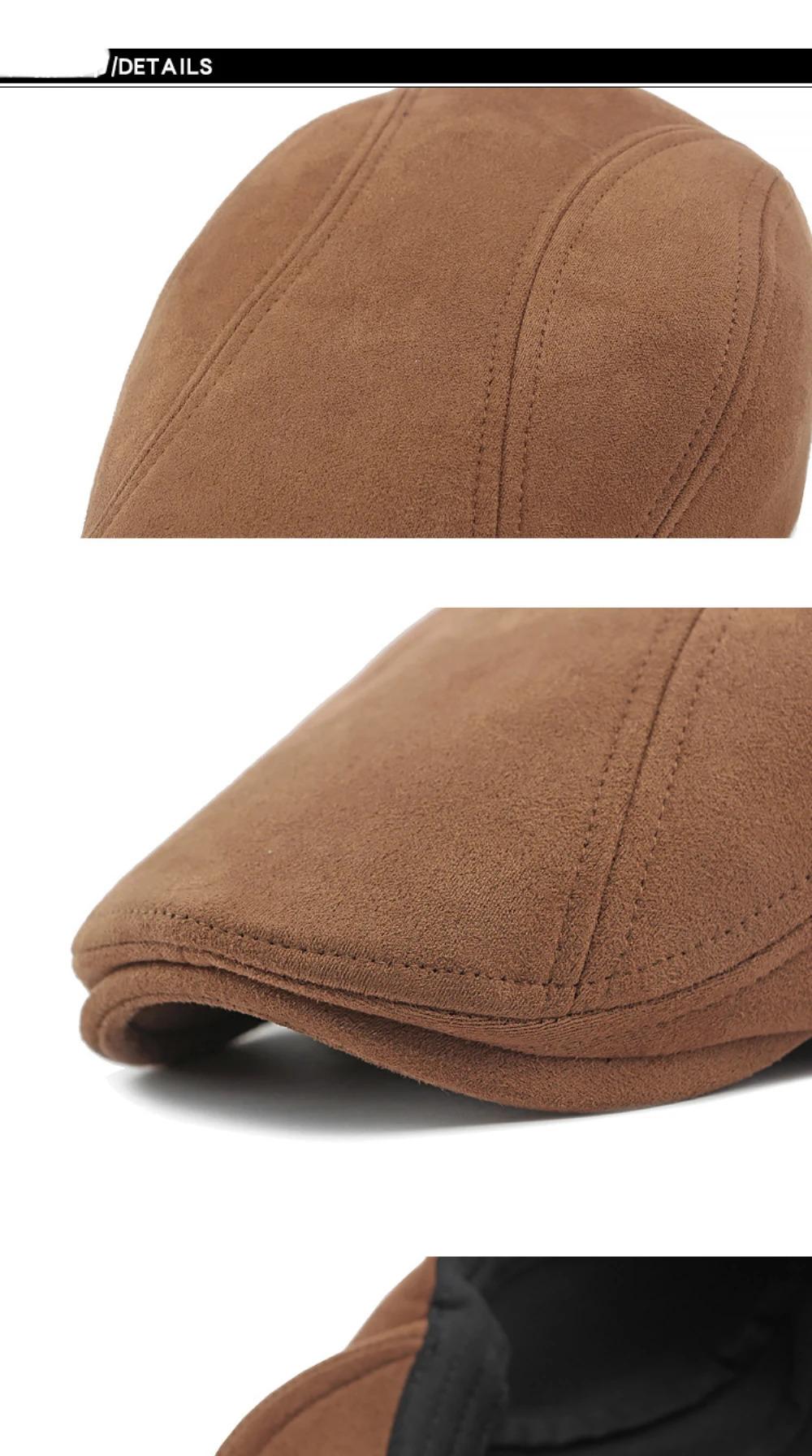 HT4344 Beret Cap Spring Autumn Solid Suede Beret Hats for Men Women Vintage Artist Painter Flat Cap Male Female Berets for Men