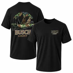 Busch Light Hunting Dogs Vintage Duck Boat Graphic Tee 100 Percent Soft Cotton Oversized Short Sleeve Retriever Dog Lover Top Outdoor Hunting Casual Streetwear For Men Daily Camping Fishing Party Breathable Comfort Gift Shirts