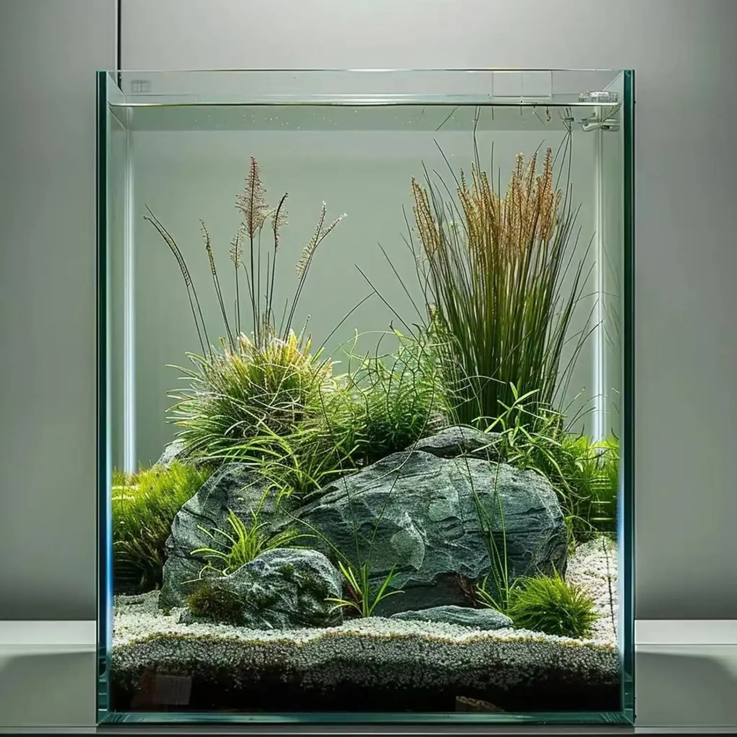 2 Gallon Glass Fish Tank, Easy to Maintain Small Aquarium for Betta Snails Shrimp and Aquatic Planting