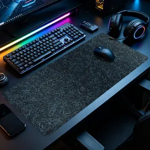 Topographic Line Large Gaming Mouse Pad, Dark Minimal Contour Map Design Extended XXL Desk Mat with Stitched Edge & Non-Slip Rubber Base, Suitable for Gaming Rooms, Home Offices & Bedroom Desks, Perfect for Gamers and Tactical Minimalist Fans