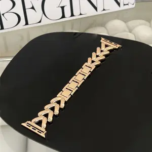 Luxury-Metal Watch Band (Band Only), Fashionable Watch Band, Wearable Accessories Compatible with Apple Watch Series, Watch Straps, Smart Watch Straps, Smartwatch Strap